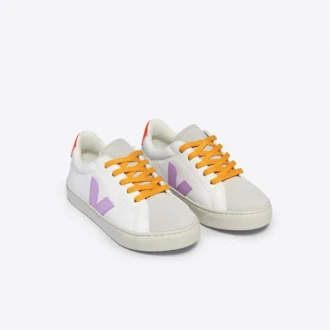 Couro Esplar Branco Orquídea Laranja Fluo