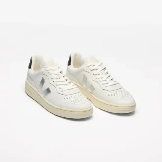 Couro V-90 Branco Prateado Preto
