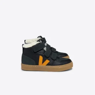 V-10 Mid Fured Leather Balck Ouro Grafite