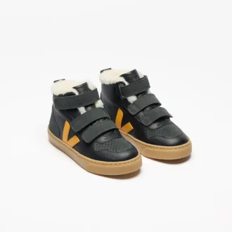 V-10 Mid Fured Leather Balck Ouro Grafite